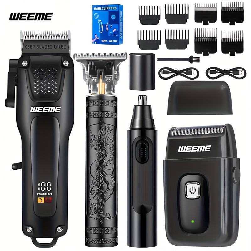 Image of Weeme 4pcs Electric Hair Clipper And Beard Trimmer Kit, Hair Cutting And Styling Tools For , Professional Hairdressing Set For Home Use, Portable And Usb Rechargeable