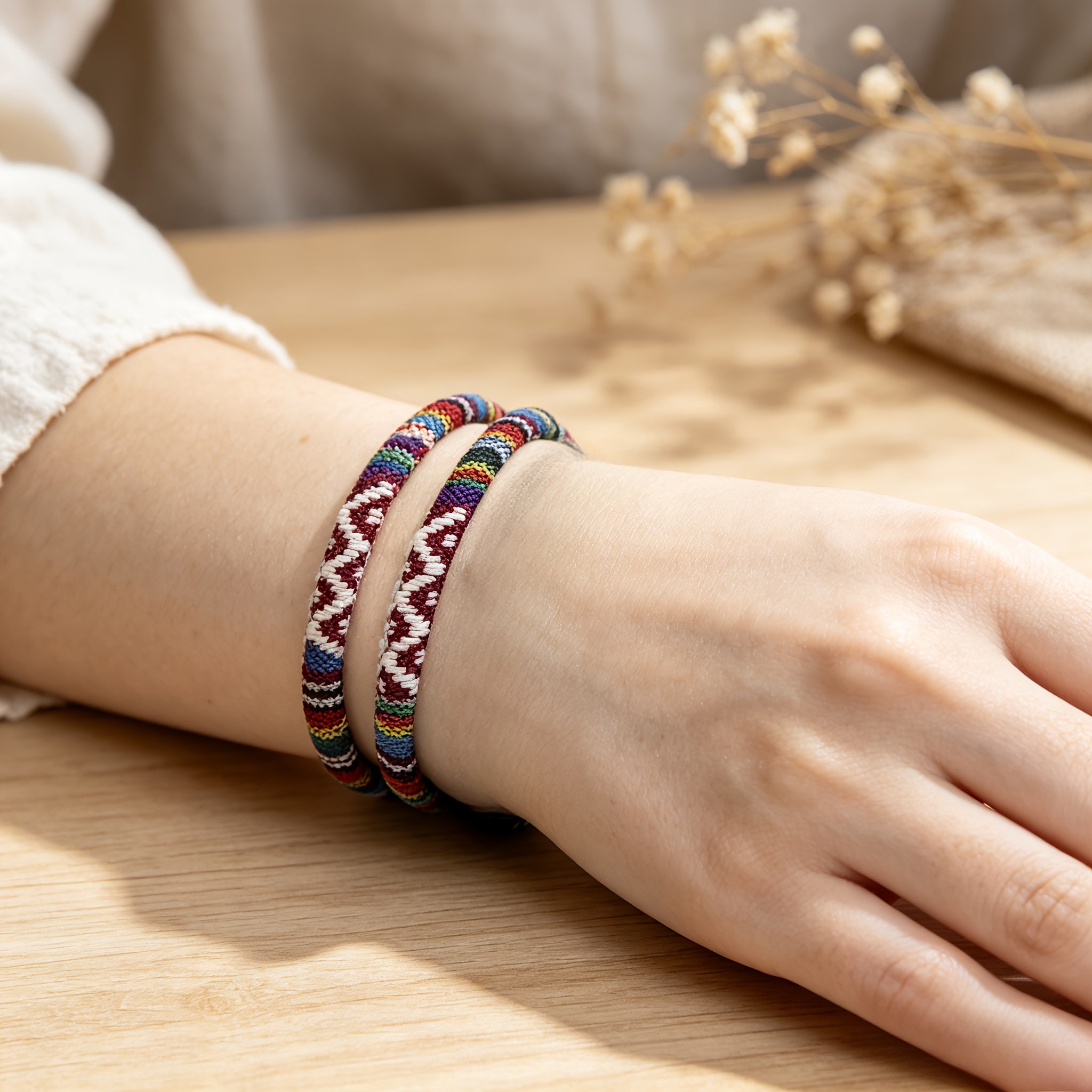 2pc Bohemian Hand-Woven Friendship Bracelet Set