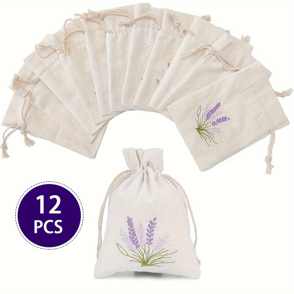 

12pcs Lavender Embroidered Drawstring - For Jewelry, & Favors | For Weddings, &