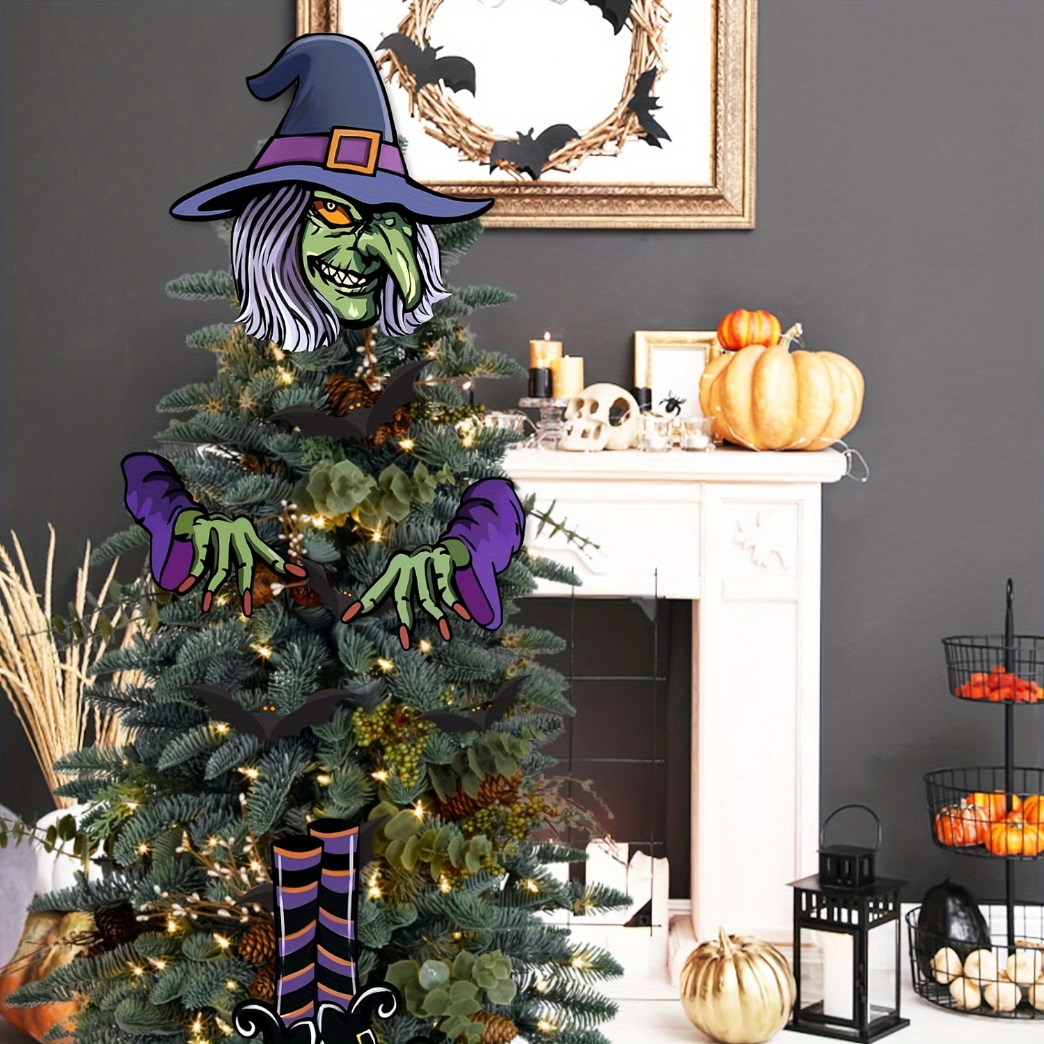 Étoile De Noël Originale – Chapeau De Sorcière Noir Pour Sapin – Tissu