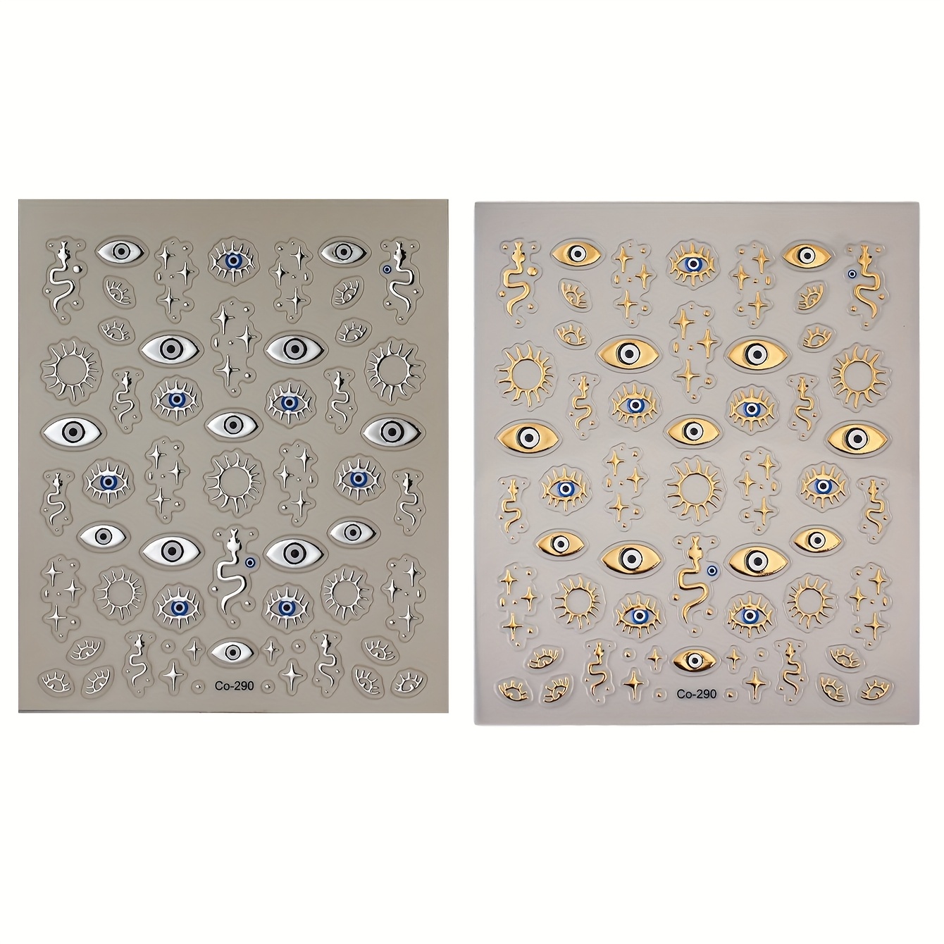 2pcs Four-pointed Star Nail Stickers, Embossed Angel Eye 5d Nail Decals