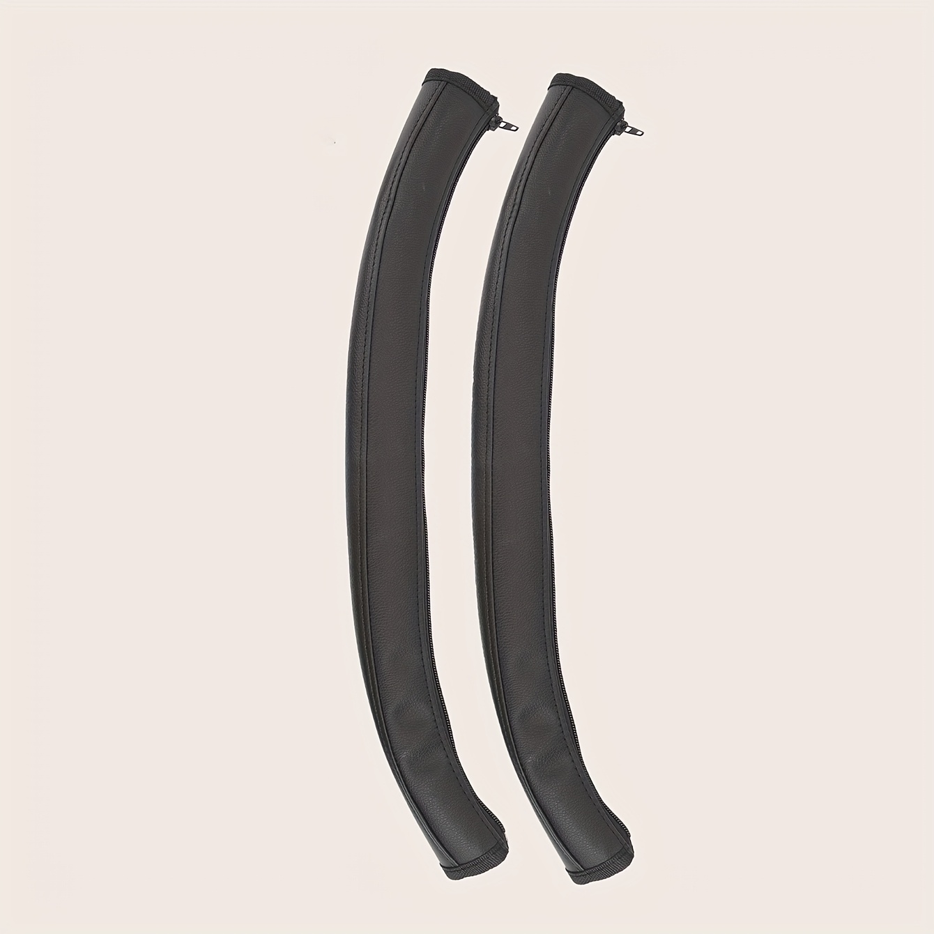 Image of 2pcs Faux Leather Stroller Handle Covers, Comfortable Grip, Easy To Clean, Suitable For Strollers, Enhancing Use And Durability