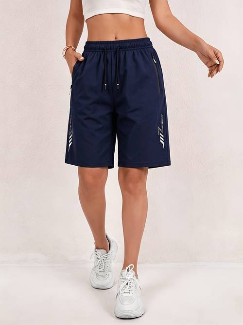 womens loose fit quick shorts with anti slip zipper pockets for casual fitness and running