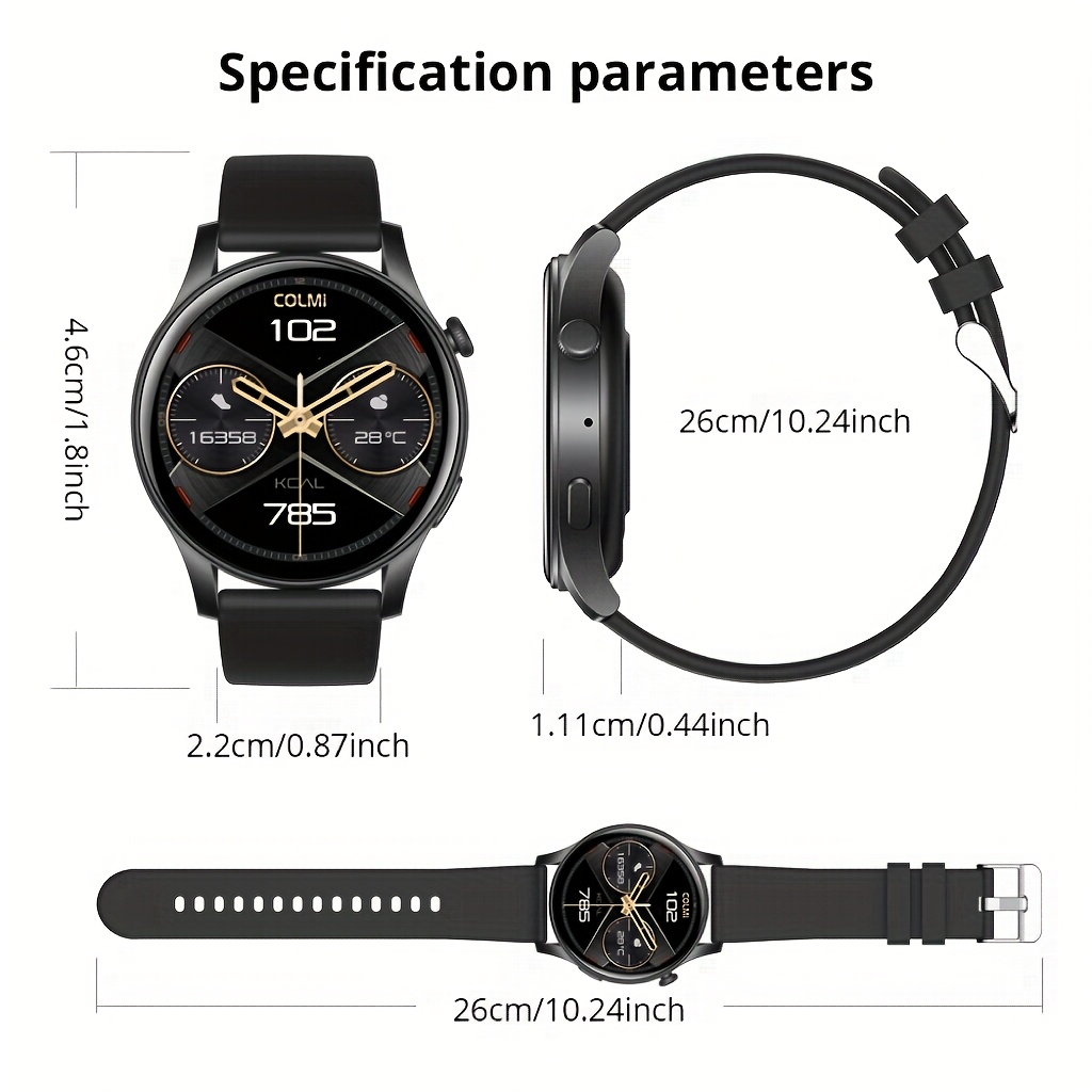 amoled smartwatch for men and women make answer calls message notifications step exercise music usb rechargeable wireless 5 3 silicone band options smart watch for phones Product details 1