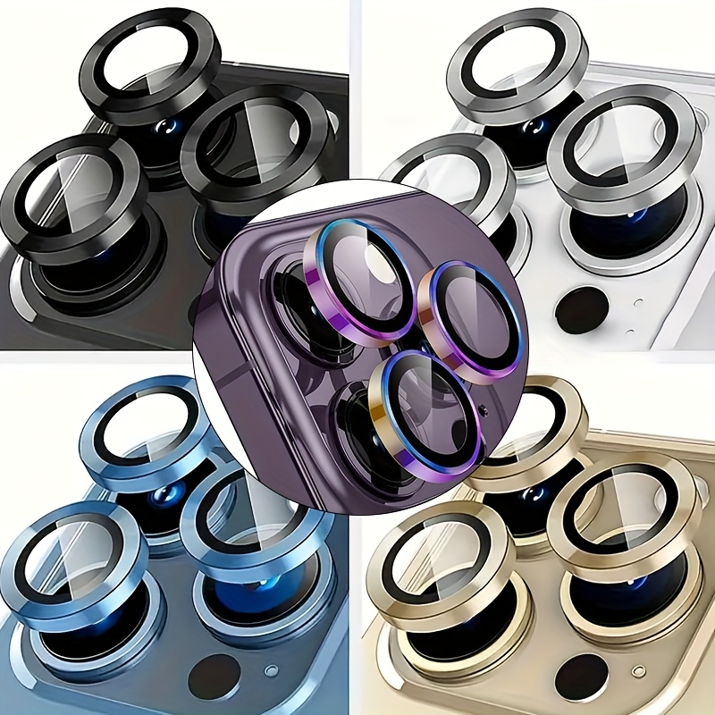 Rear Camera Lens Protector - Perfect Fit 5pcs Mixed for iPhone 16/11/12/13/14 Max/12/13 Mini Protector Set, 5 Colors: Golden, Silvery, Black, Gray, Rainbow