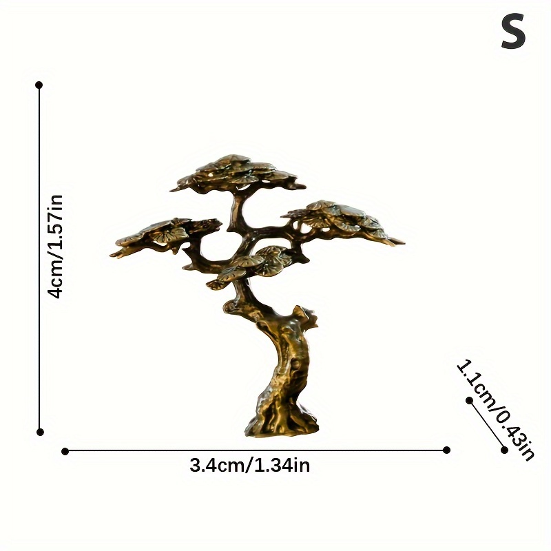 1pc Mini Welcome Pine Miniature Figurine Copper Alloy Small Tree Decor For Statues Miniature Landscape Decorations