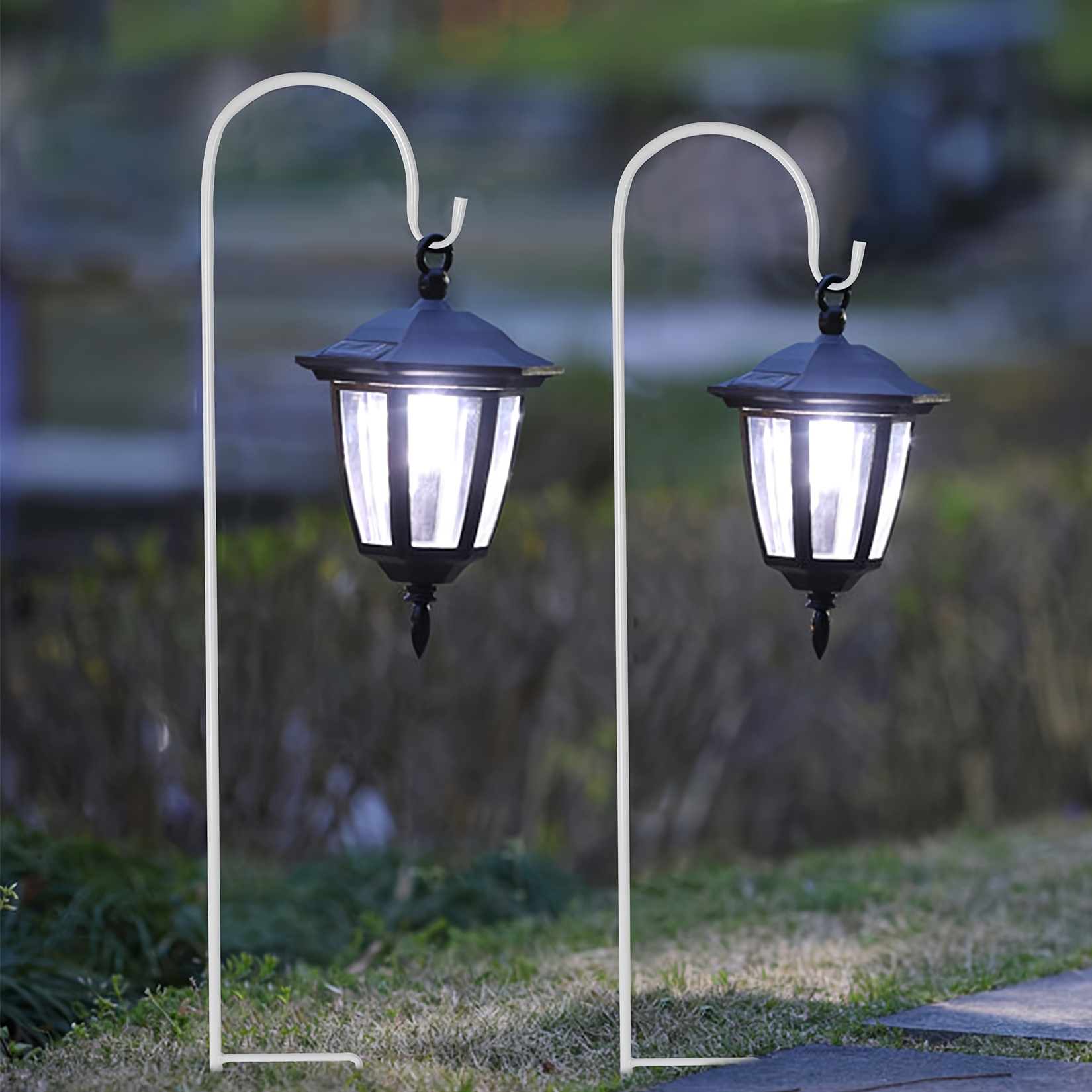 Image of 8pcs Shepherds Hooks Garden 90cm Outdoor Metal Garden Stake Hanging Basket Pole Lantern Hook Stand For Bird Feeder Lantern Solar Light Christmas Ornaments Flower Ball