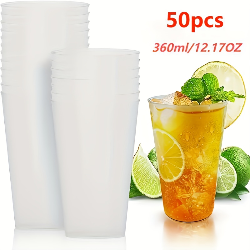 50pcs Frosted Cold Cups, 12oz 360ml Reusable, Sturdy And Durable, Suitable For Parties, Camping, Parties, Birthdays, Weddings, Christmas, Etc For Halloween、christmas