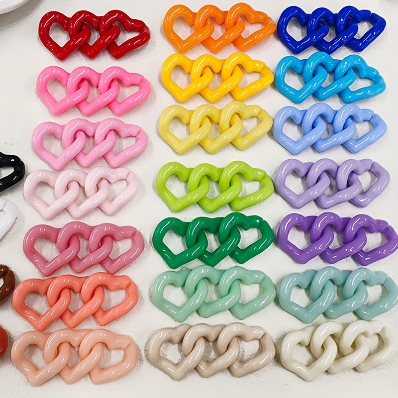 

50pcs Acrylic Heart Chain Beads, 20mm X 18mm - Making Kit For Phone, Glasses, Bag & Keychains