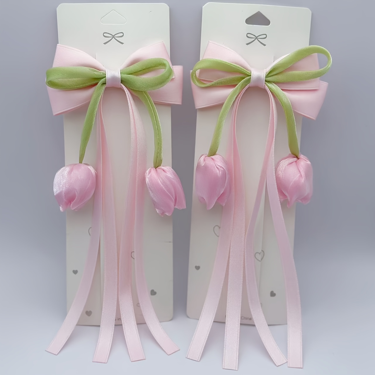 TEMU 2 piezas de pinzas para el pelo de cinta con flor de , accesorios para coleta frescos y dulces, de cinta (cartón no incluido)