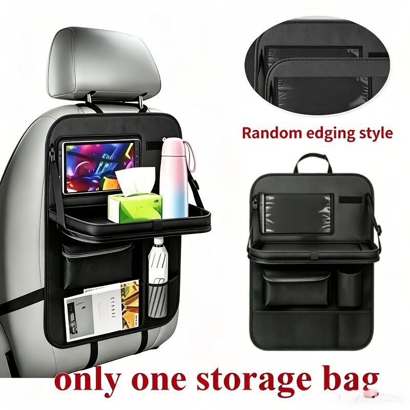 TEMU Car Backseat Organizer, With Foldable Table Tray, Storage Pockets, Tablet Holder And Kick Mat - Durable Travel Accessory, For Suv, Truck, Van