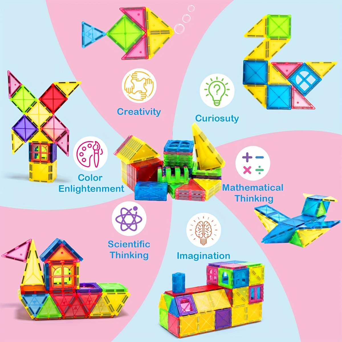 Magnetic Building Blocks Educational Sensory Designer Set for Creative Learning