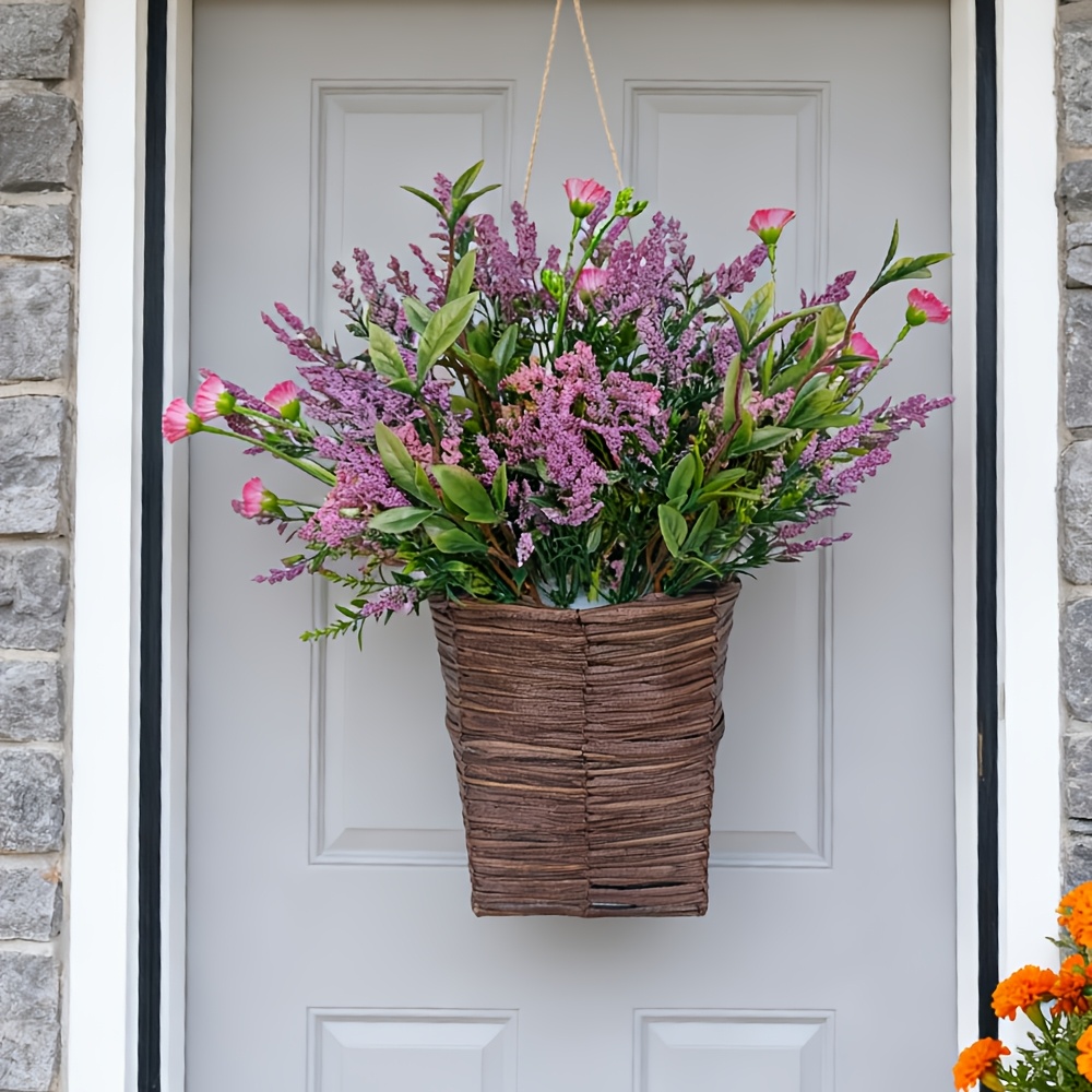 TEMU 14 Inch Artificial Spring Door Basket, Artificial , Decor For Front Door, Porch And Garden