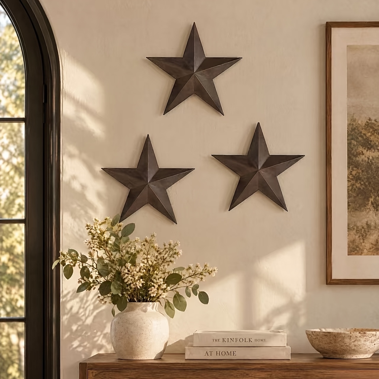 Image of 3pcs Metal Five-pointed Star Wall Decor