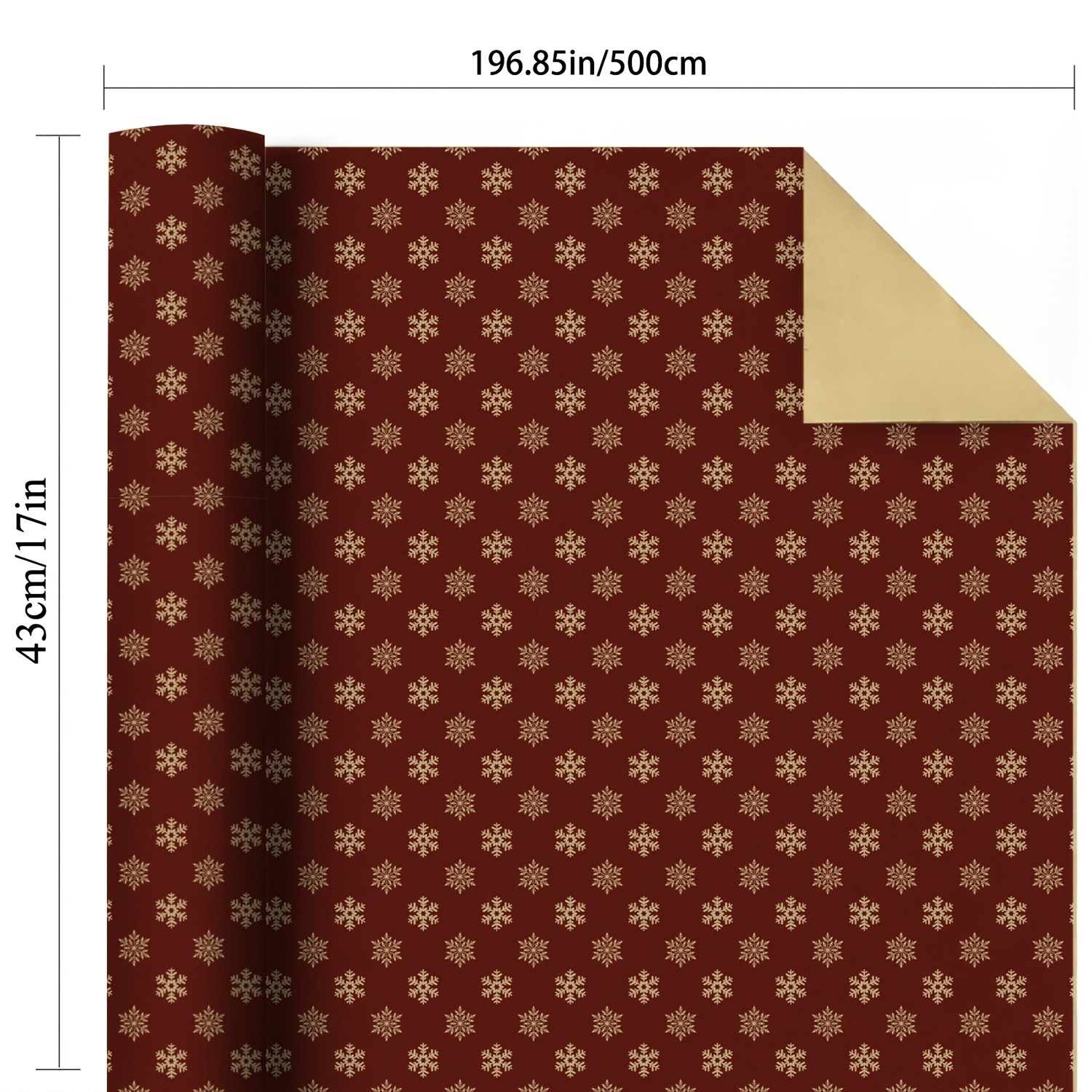 TEMU Rotolo di carta da regalo natalizia premium - Design con rossi e dorati - Elegante involucro regalo per Natale, feste invernali e speciali
