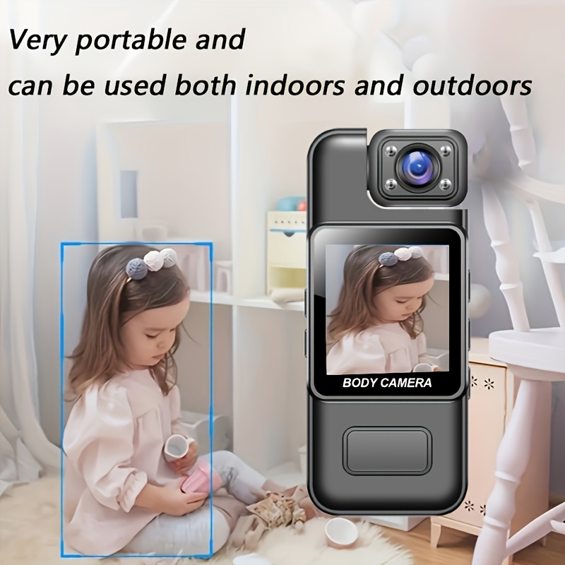 1080p hd wearable sports camera 1000mah rechargeable battery night   180 rotatable lens loop recording usb charging compatible with tablet abs material for outdoor activities ideal christmas gift details 3