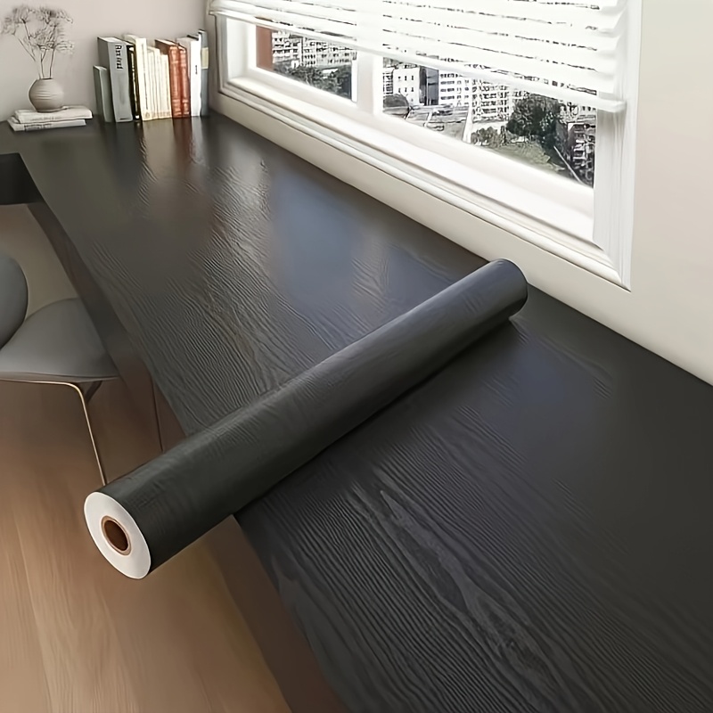 TEMU White Wallpaper And Brown Wallpaper Black Wood Contact Paper Decorative Self-adhesive Film For Easy To Clean Thickening Upgrade Increase And