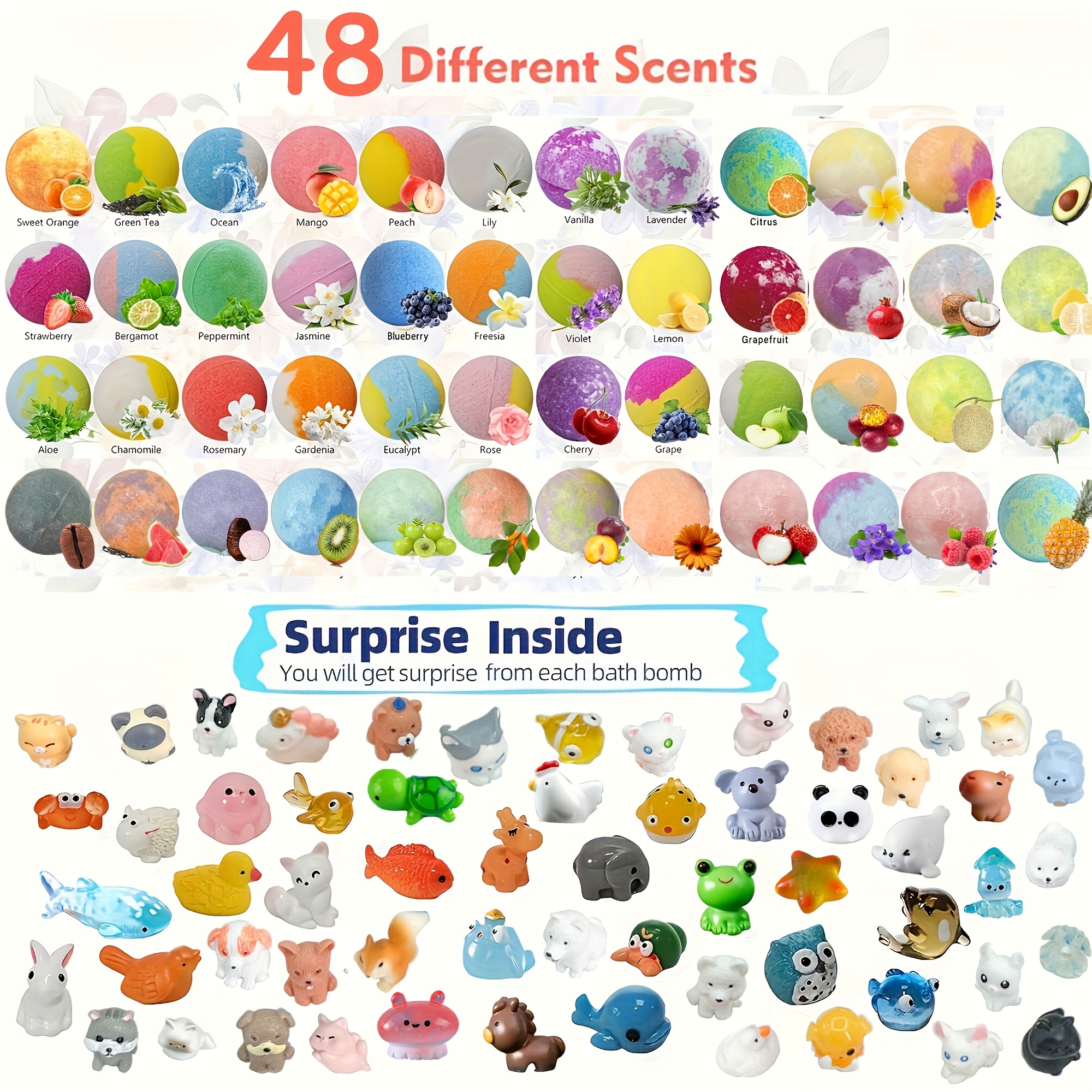 6pcs Surprise Bath Bombs with Random Animals Inside