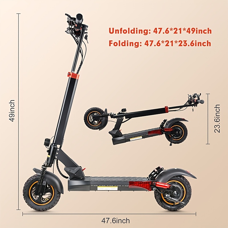 mx-14 500w/740w power, 10 off-road/tubless tire kick electric scooter, foldable   - max range 40km/60km/80km, double suspension & double disc brake, phone charging usb port, rgb ambient light, turn   light, led front light Product details 6