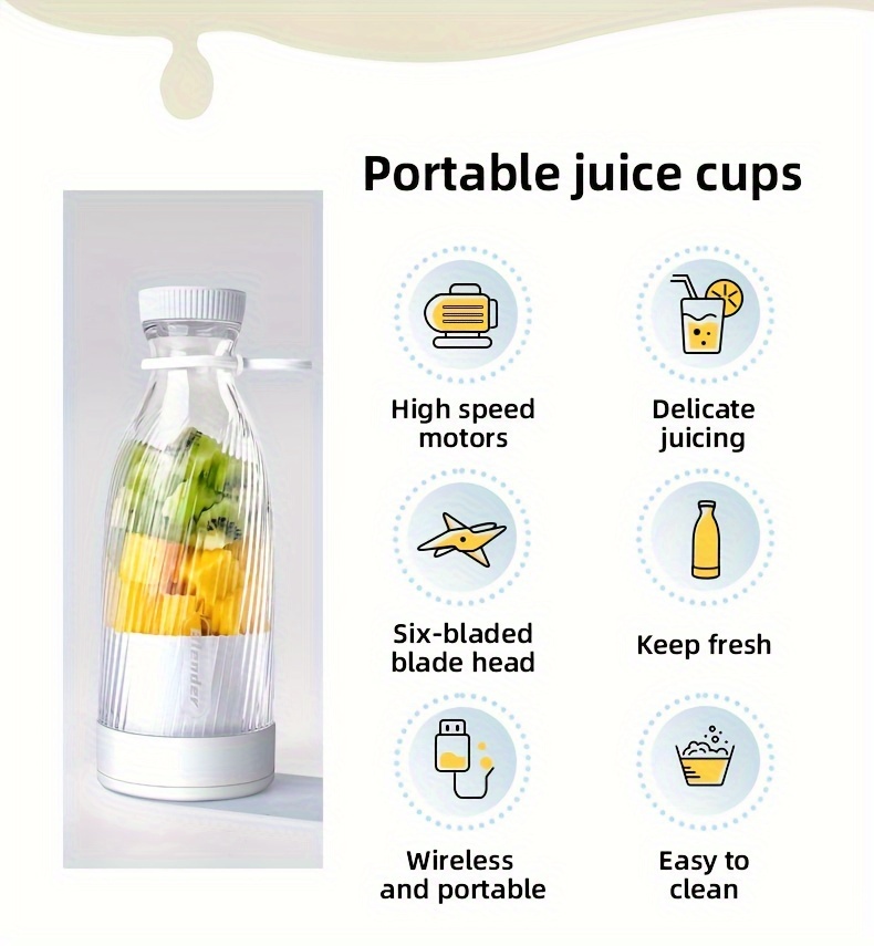 1pc portable wireless usb rechargeable mini fruit juicer multifunctional juicer juicer cup kitchen appliance kitchen supplies details 1