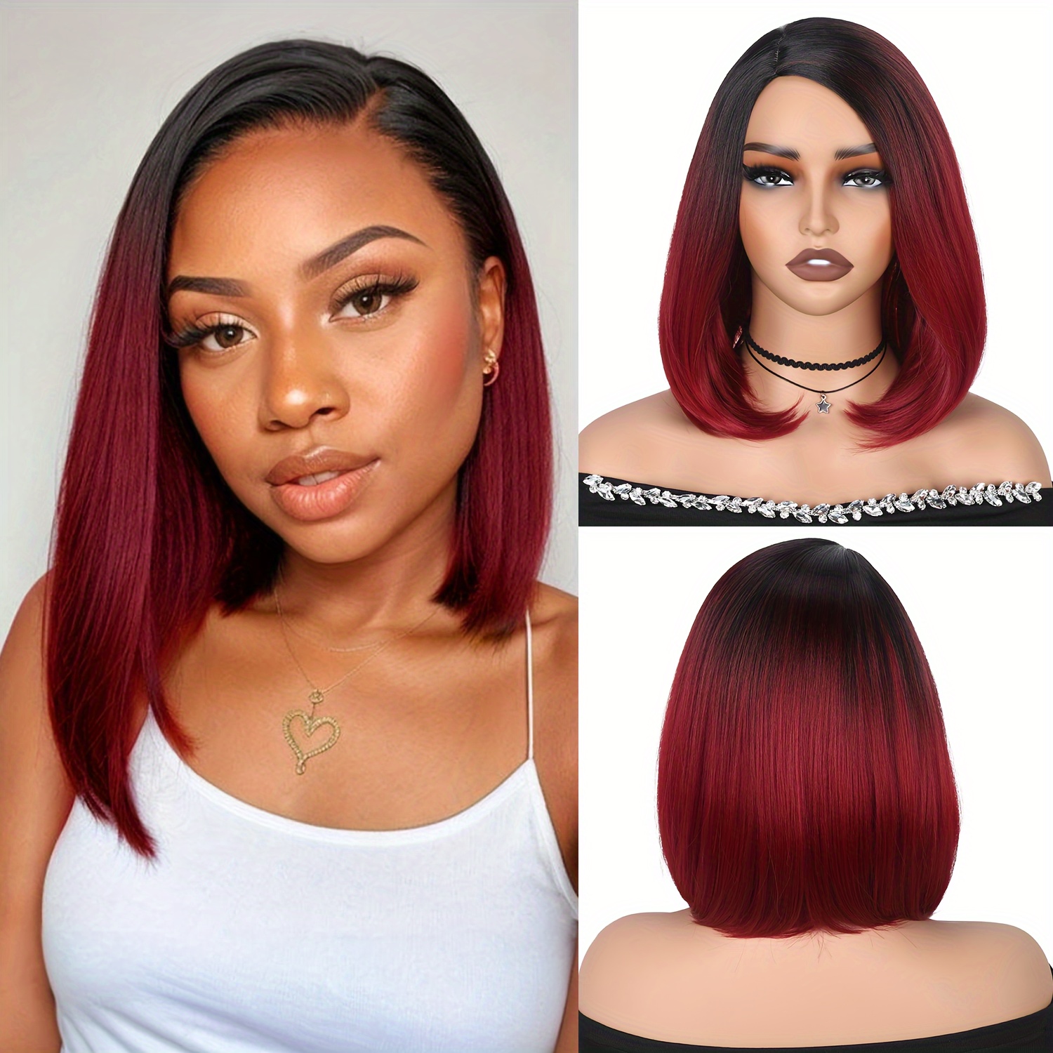 

To Red Bob Wig For Women - 14 Part, Straight Cut Synthetic , For & Parties