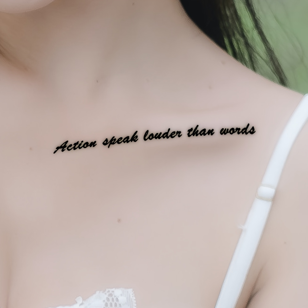 Black English Short Sentence Temporary Tattoo Sticker