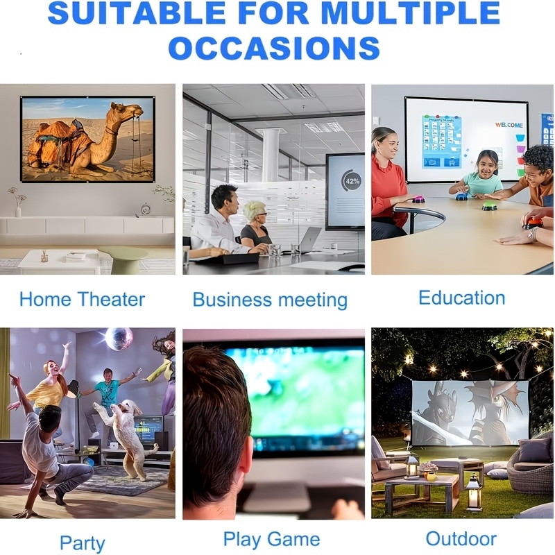 60-Inch Foldable Wrinkle-Resistant Projection Screen for Projectors