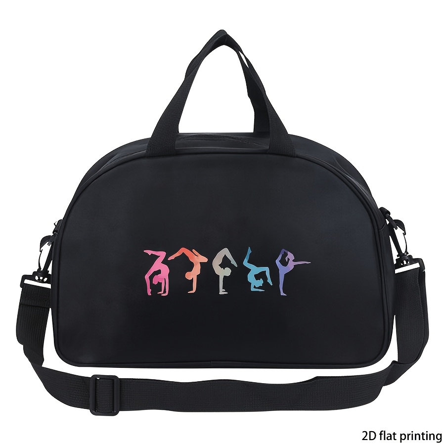 TEMU ' Large Capacity Dance Gymnastics Print Handbag Compatible For Gym, Yoga, Travel & Daily Use - Adjustable Crossbody Bag With Zipper Closure, //,