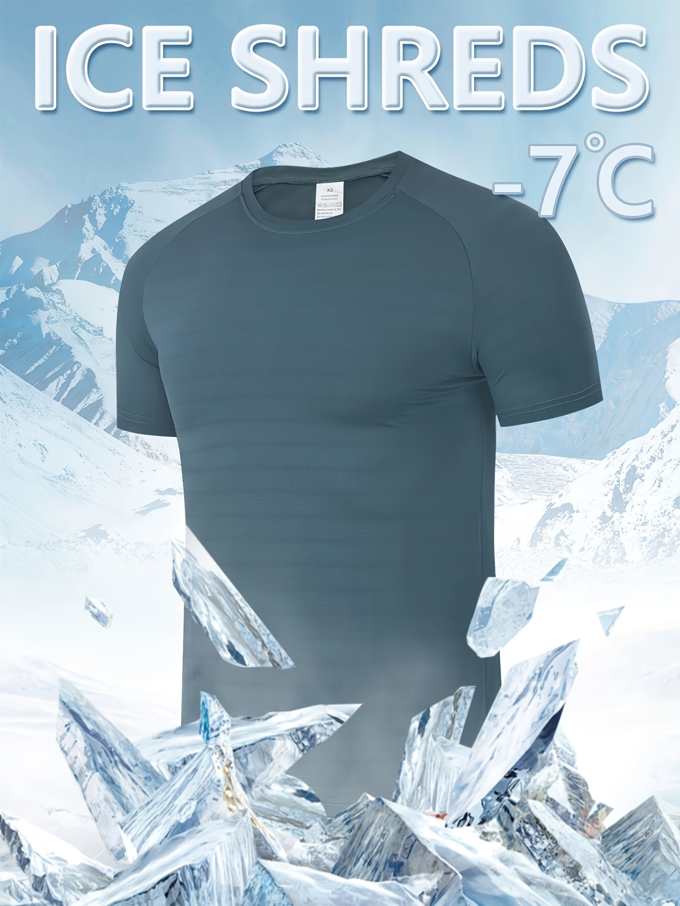 1pc Men's Ice Sliky Fiber T-Shirt with -7? Ice Feel Technology, Moisture-Wicking Quick-Dry High Elasticity Fabric, Breathable Gradient Mesh Design for Sports & Casual Wear - Black, All-Season Round Neck Short Sleeve Tee, Summer Activewear, Moisturewicking Fabric, High Elasticity Shirt