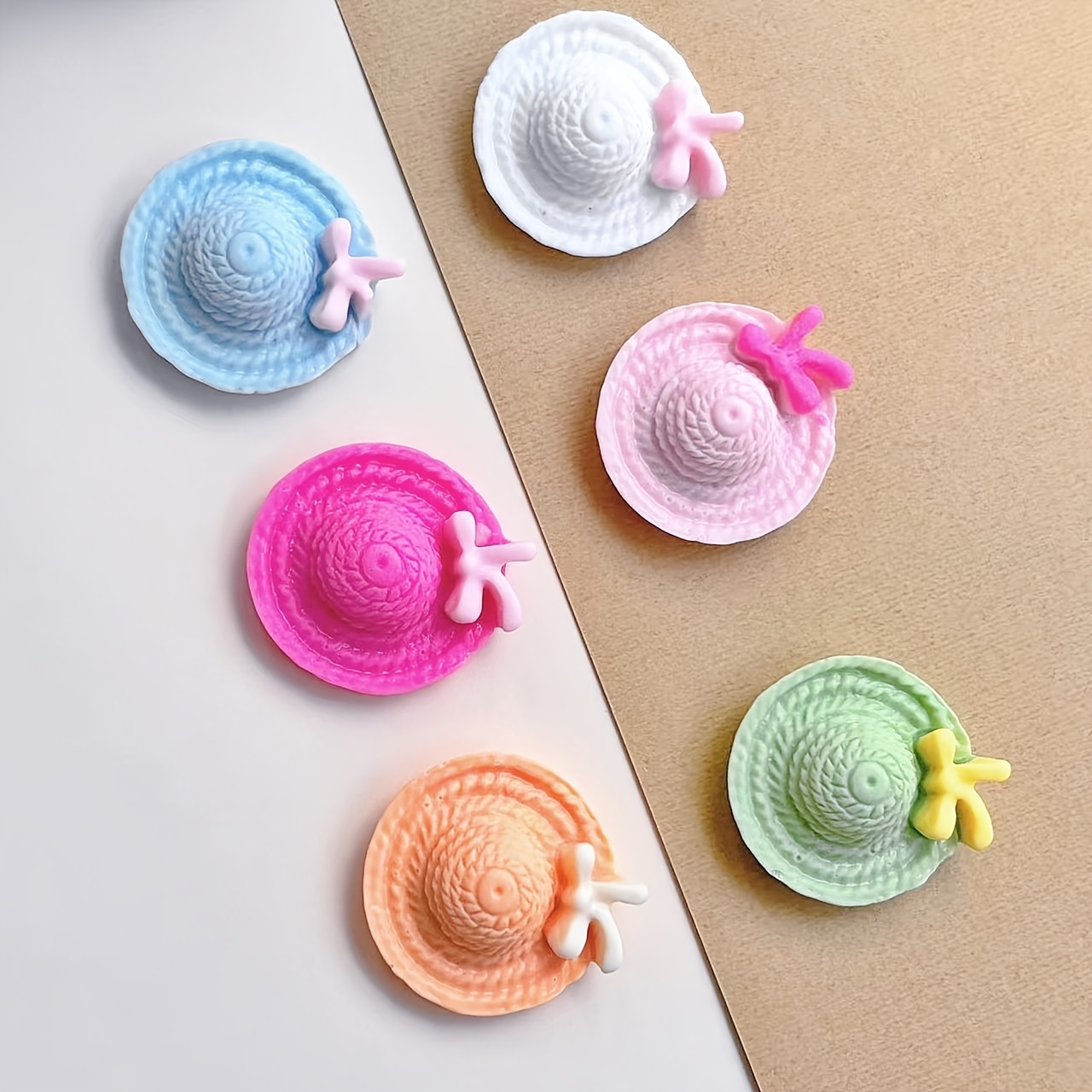 12pcs Colorful Resin Small Hat Decorative Accessories, Suitable For Diy Handmade Jewelry Making
