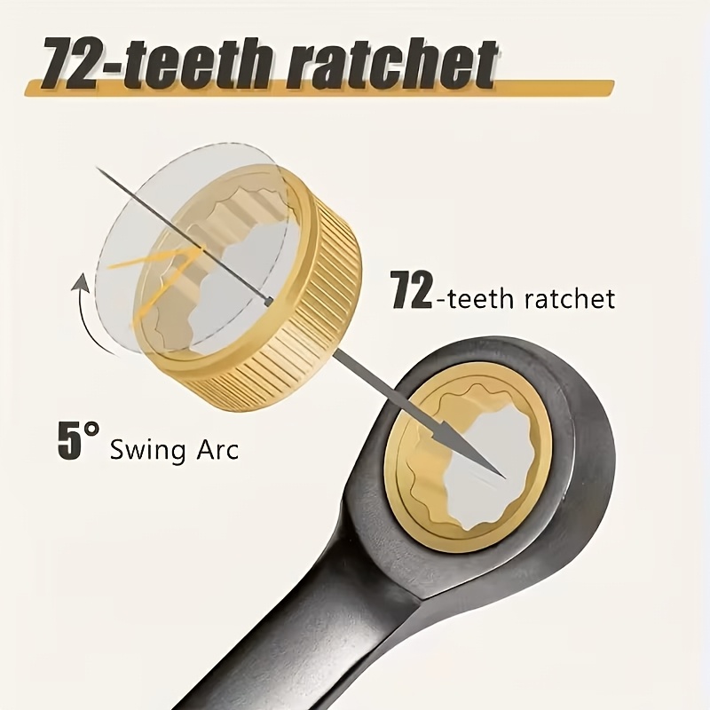 11pcs Wrench Set, Black Nickel Ratchet Wrench, 72-tooth Precision Gear Is More Practical-open and Closed End Design, Chrome Vanadium Steel Durable Material, Ergonomic Grip. Suitable for Car, Bicycle and Home Maintenance (including 1 Black Nickel