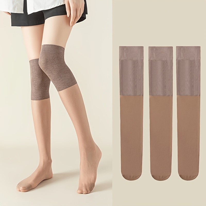 TEMU Chaussettes Taille Haute Femme, Lot de 3 Paires - Respirantes et Hydratantes, Chaussettes Courtes Finement Filées, Résistante aux Déchirures,