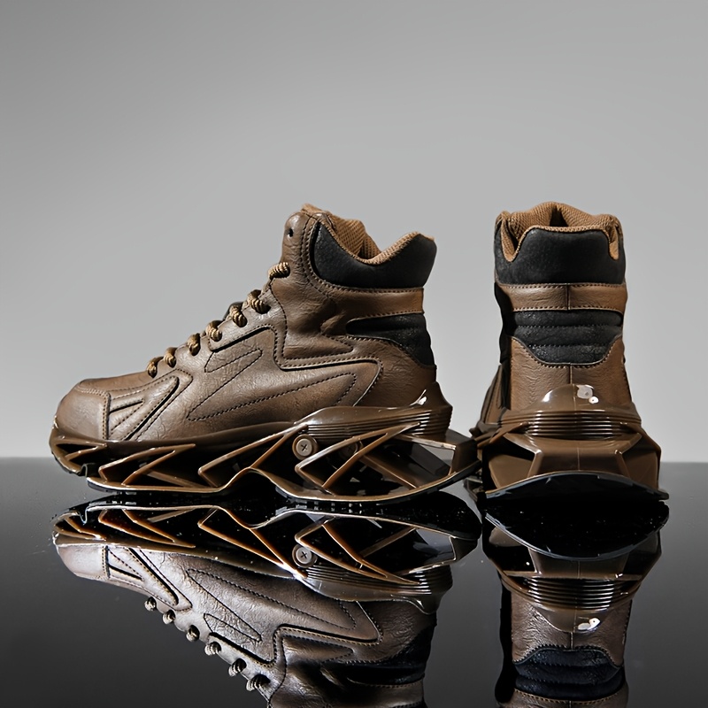Men'S Exclusive Design Blade Sole Sneakers: Featuring a Physical Blade Sole, Mechanical Cushioning, And Rebound Technology. Trendy Sports Shoes + Everyday High-Top Street Shoes. Made of Synthetic, Easy to Clean, And Versatile for Various Settings