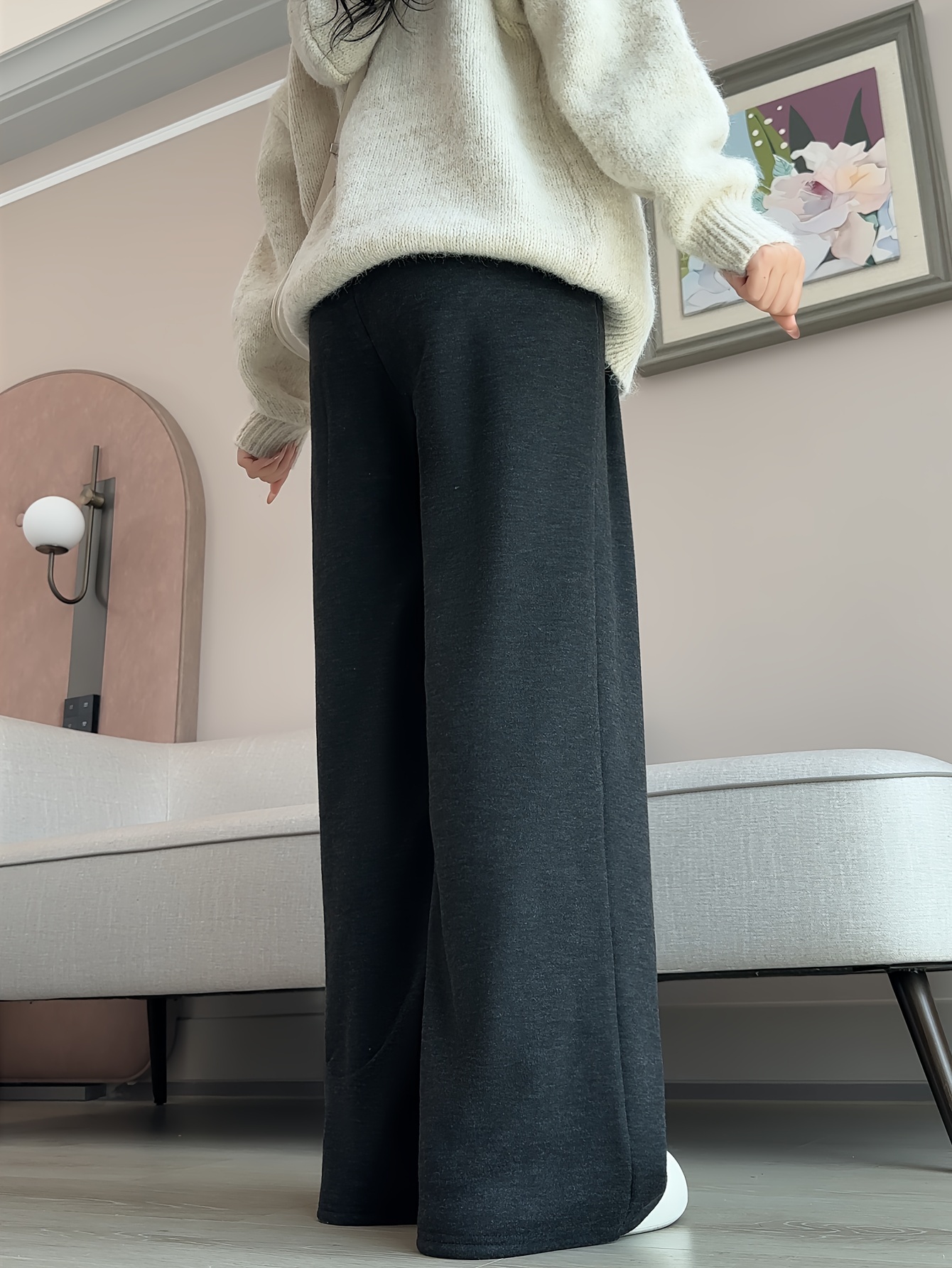 pantalon large décontracté femme polyester viscose Temu Morocco