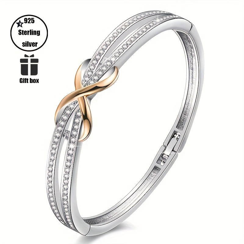 E-shop 925 Sterlingsilber Armband, mit roségoldenem Unendlichkeitsknoten synthetischem Zirkonia, Herrenarmband, Jubiläums- Geschenkschmuck,