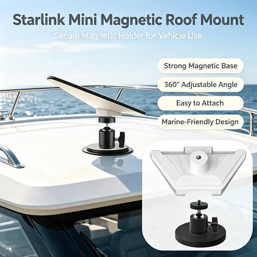 imagen del artículo soporte magnético ajustable para techo de coche, compatible con starlink mini, soporte para coche sin taladro, mini soporte de router, para coche, rv, barco, camión, uso en exteriores