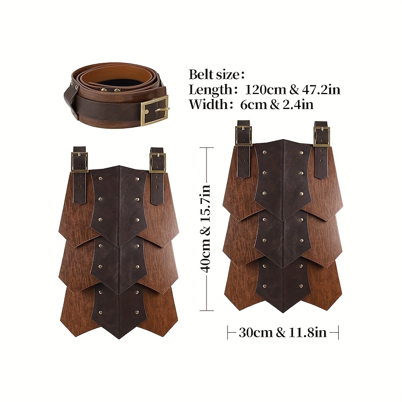 Medieval Faux Leather Wide Belt Thigh Armor, Vintage Style