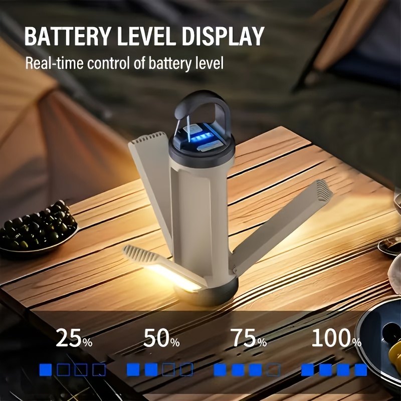 rechargeable led folding camping light usb portable flashlight 360   design with charge display and 6   outdoor hanging tent light suitable for hiking and emergency   Product details 0