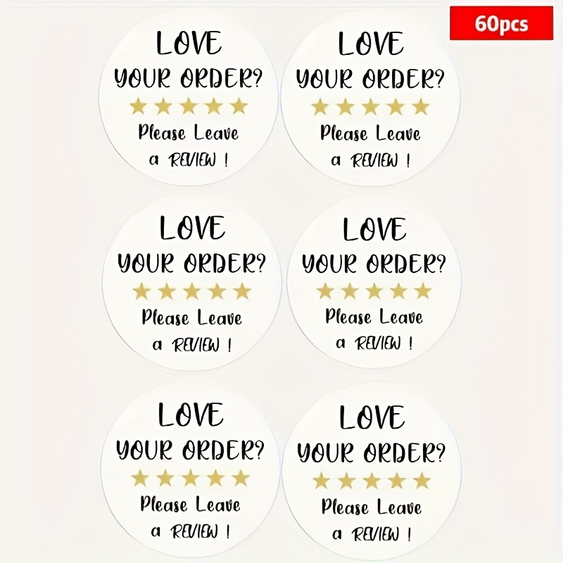 TEMU 60 Stickers Per Pack For Small Businesses - "please Leave A Review!" Perfect For Small Business Packaging, Bags, Envelope Seals, And Party Gifts