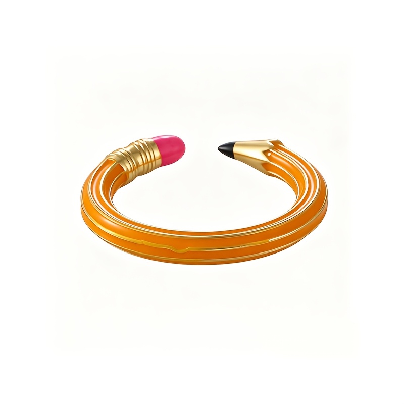TEMU Bague ouverte créative en émail de crayon, bague colorée de C à glaçure dégoulinante, bijou et amusant pour femme, cadeau de tous