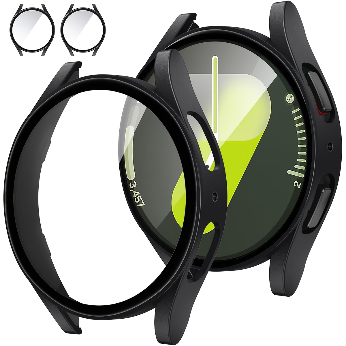 TEMU 2 Pack Case With Tempered Glass For Galaxy Watch 4/5/6/7 Screen Protector 40/44mm Women Men, Hard Pc Overall Defense Anti-slip Scratch-resistant