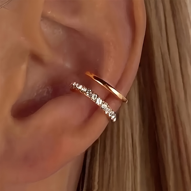 elegant u shaped womens clip earrings with a double layer design made of   alloy no piercing required suitable for daily wear