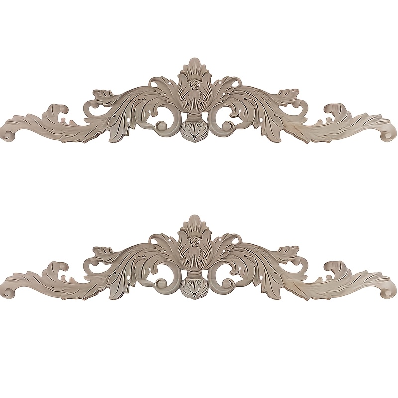 2pcs wood appliques onlays, long wood carved appliques set for wall door cabinet   closet wardrobe dresser mantel staircase diy projects, woodworking, wood crafts, diy projects 0