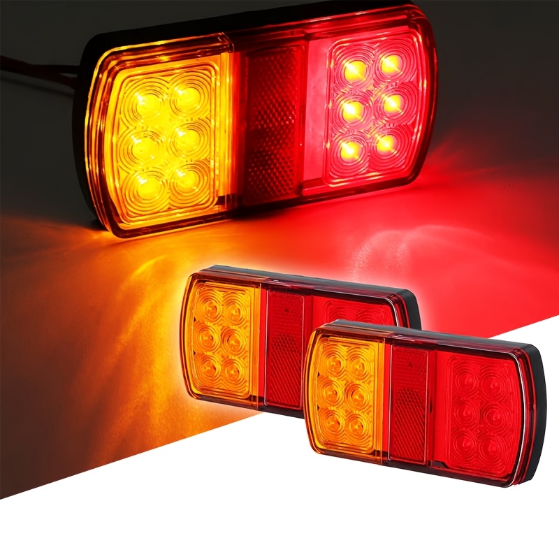 TEMU 2pcs 12led Trailer Light 24v For Truck Flashlight Turning, Braking, Parking Reminder Function Red And Yellow Auxiliary Light Hardwired Light,