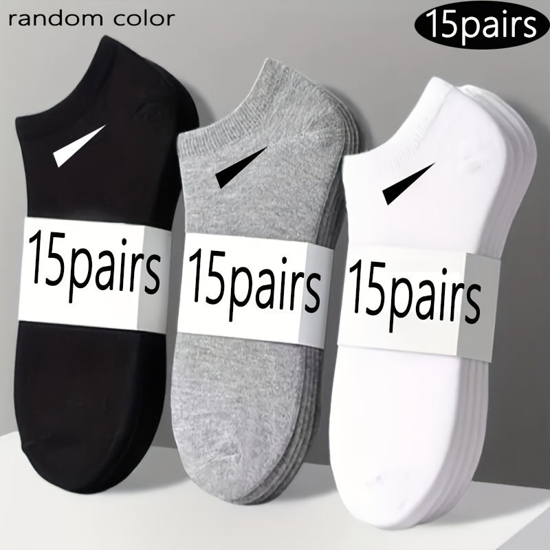 E-shop 15 Paar atmungsaktive, bequeme Herrensocken - Weicher Stoff, leichter Kompressionsverschluss, einfarbiges Design zur Vermeidung von