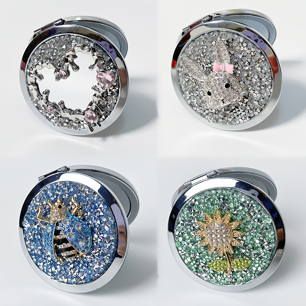 Silvery Glitter Compact Pocket Mirror for Purse