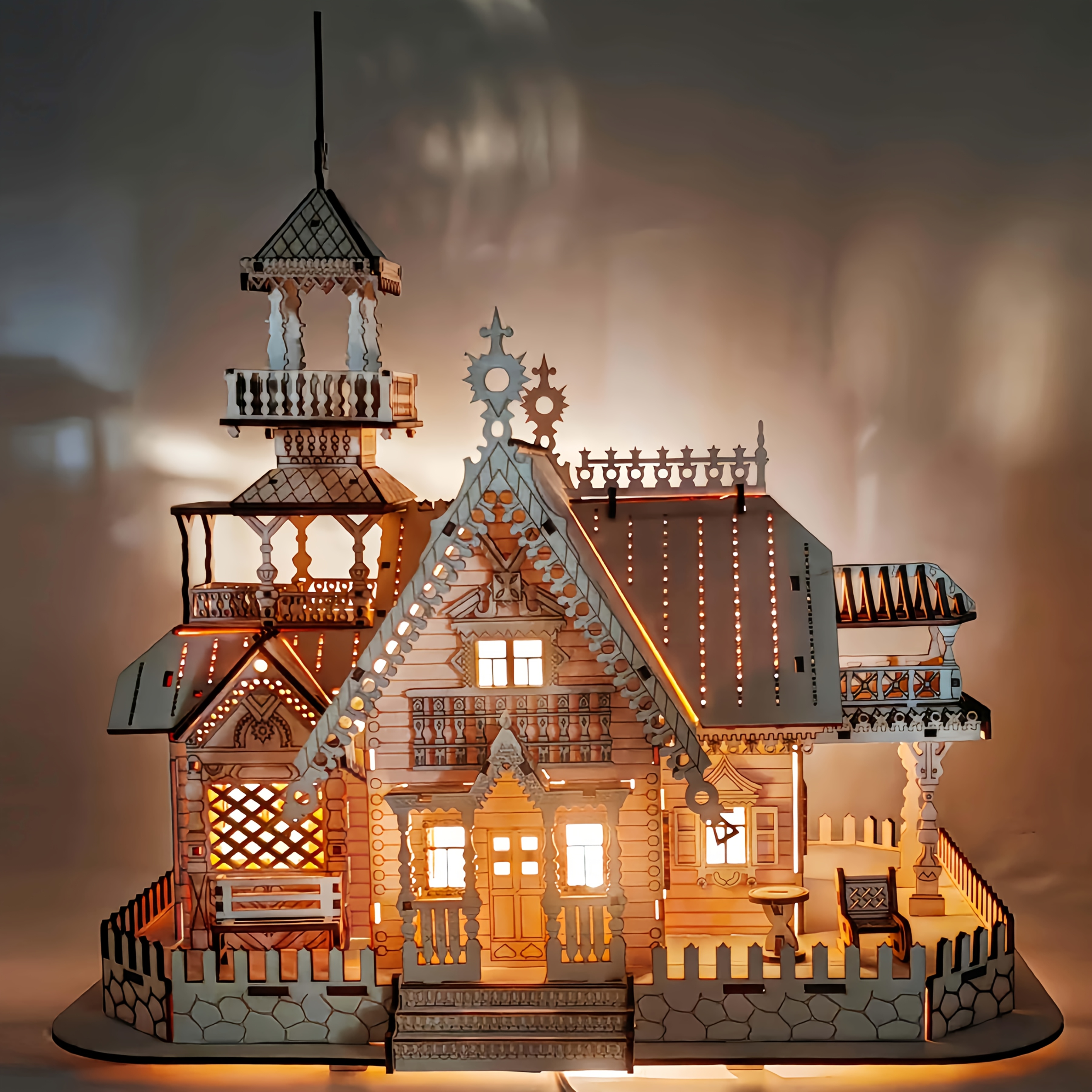 

3d Wooden House Puzzles For Adults Wooden Building Model, 14.8" × 11.4" × 15.4", Laser Engraving, Without Burrs, No Tools Required