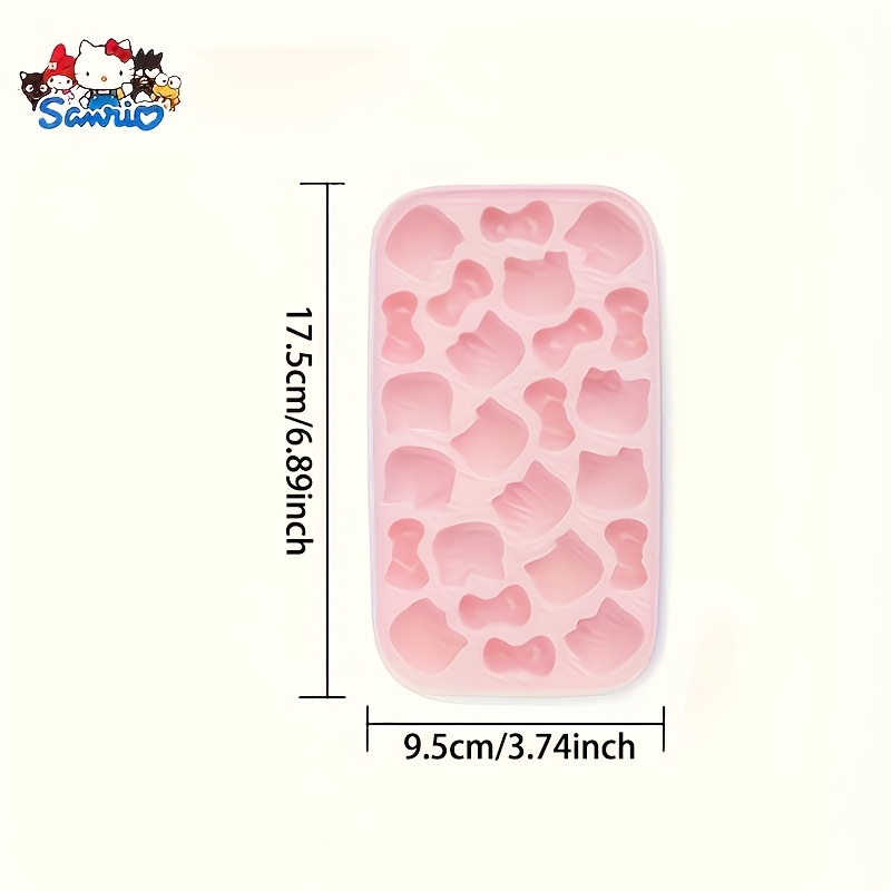 Image of Hello Kitty Cube Of Ice Tray - Cute Cartoon Cat And Bow Shapes, Flexible Ice Mold For Treats, Pink Ice Cubes For Holidays And Special Occasions