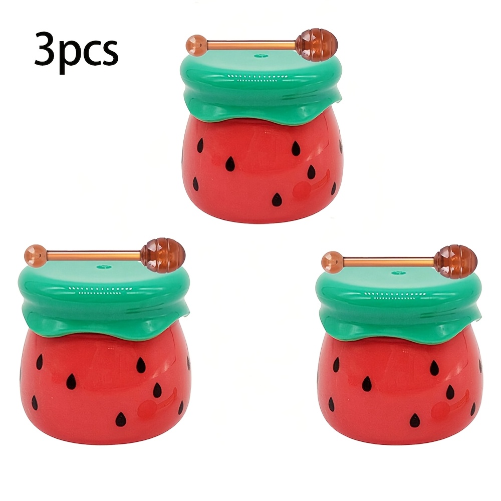 E-shop ./3 Stk. Mini-Wassermelonen-förmiger Lippenbalsambehälter mit Applikator-Stift, nachfüllbar, versiegelter Lippencreme-Topf aus Kunststoff für