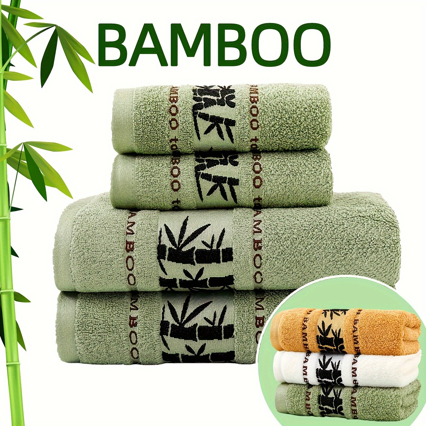 

- Towel Set - 4pcs Embroidery, Includes 2 & 2 Bath Towels, -dry & Absorbent, - For Bathroom